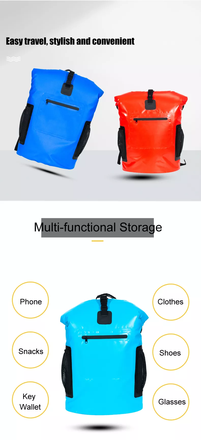 bolsa seca impermeable flotante deportiva de viaje ligera con logotipo