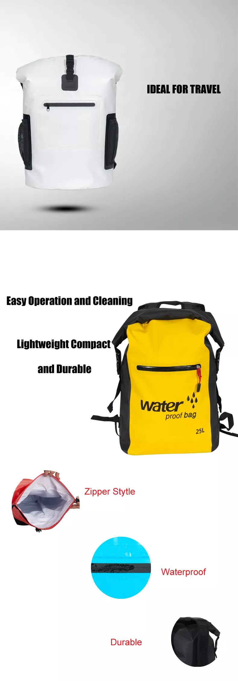 خفيفة الوزن السفر الرياضة العائمة حقيبة جافة للماء مع الشعار